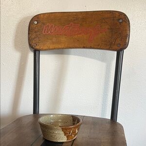Handmade pottery bowl tan and brown glazed